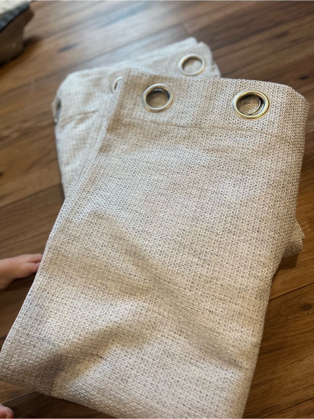 Neutral Textured Grommet Curtain Panel - Gray